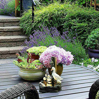 Gartenbrunnen – Quackhaven-Entenfamilie, dekoratives Wasserspiel für den Außenbereich für ruhige Gärten, leichtes Harzdesign 3