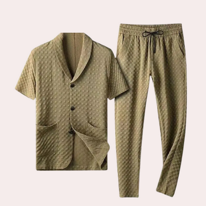Herren Loungewear Set Elegantes Hemd mit Joggern Weiche Materialien-3