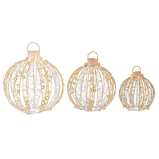 GoldenGlow – 3er-Set LED-Weihnachtskugellichter mit 30 Kabelbindern 0