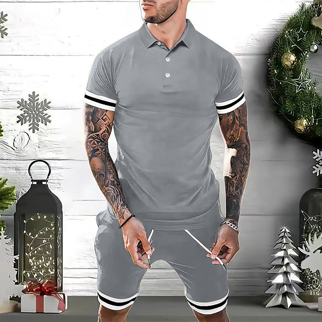 Herren Set Blau Größe M Polyester – Modisches Sommer Outfit für Männer-6