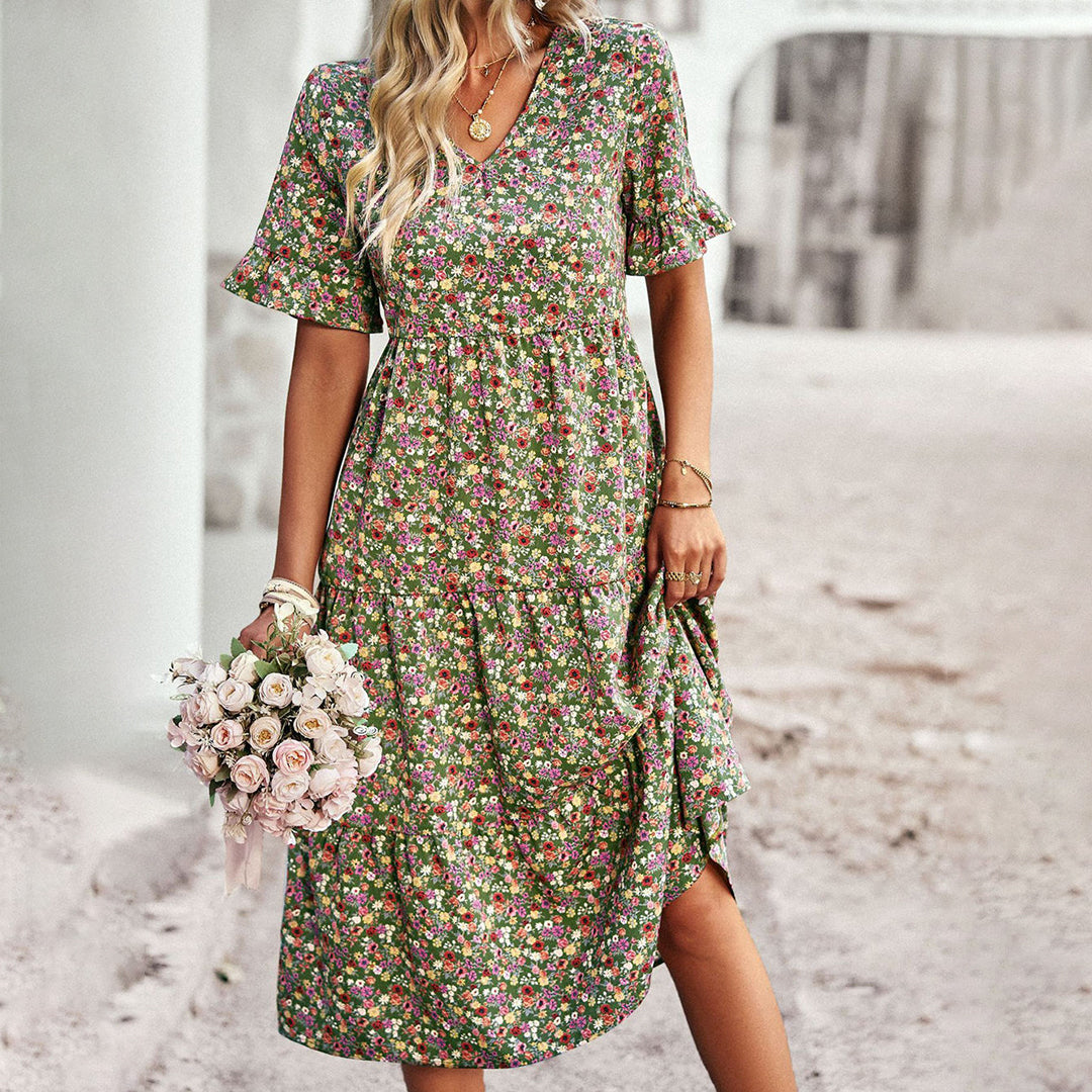 Emery - Damenkleid Blumenmidi aus Leichtem Polyester für Sommerlooks-4