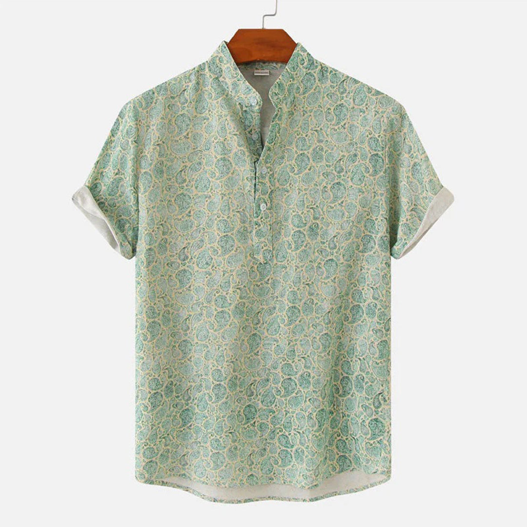 Herren Kurzarm Hemd Blumenmuster Atmungsaktiv Sommer Hemd für Lässigen Look-3
