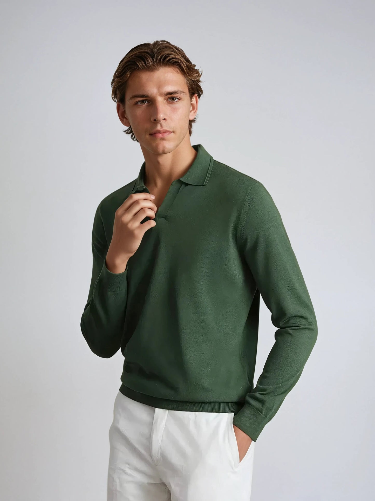 Ethan | Stylish Elegant Long Sleeve Polo Shirt 1