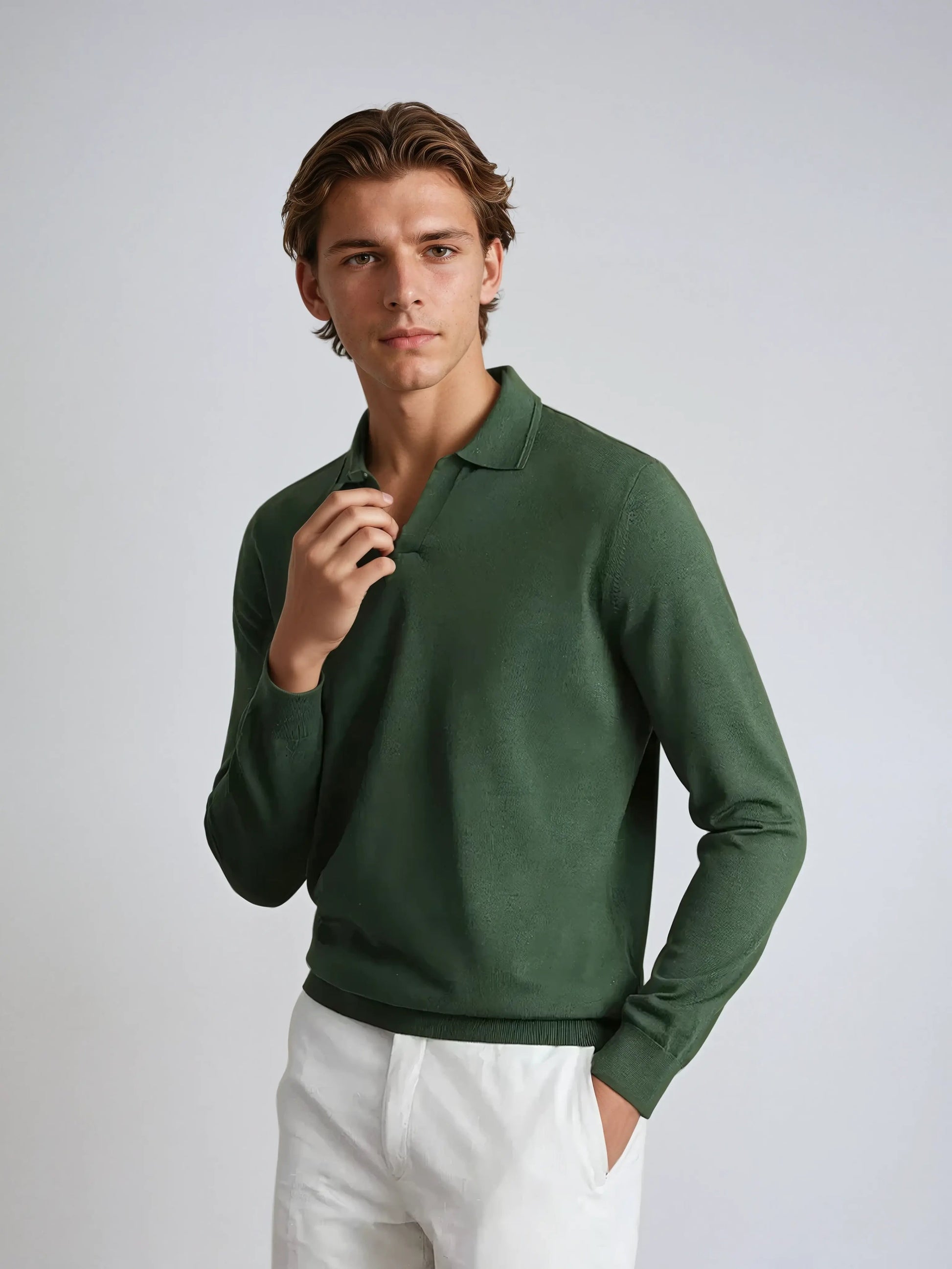 Ethan | Stylish Elegant Long Sleeve Polo Shirt 1
