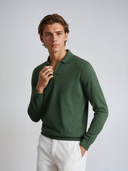 Ethan | Stylish Elegant Long Sleeve Polo Shirt 1