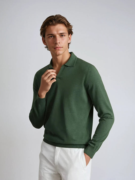 Ethan | Stylish Elegant Long Sleeve Polo Shirt 1