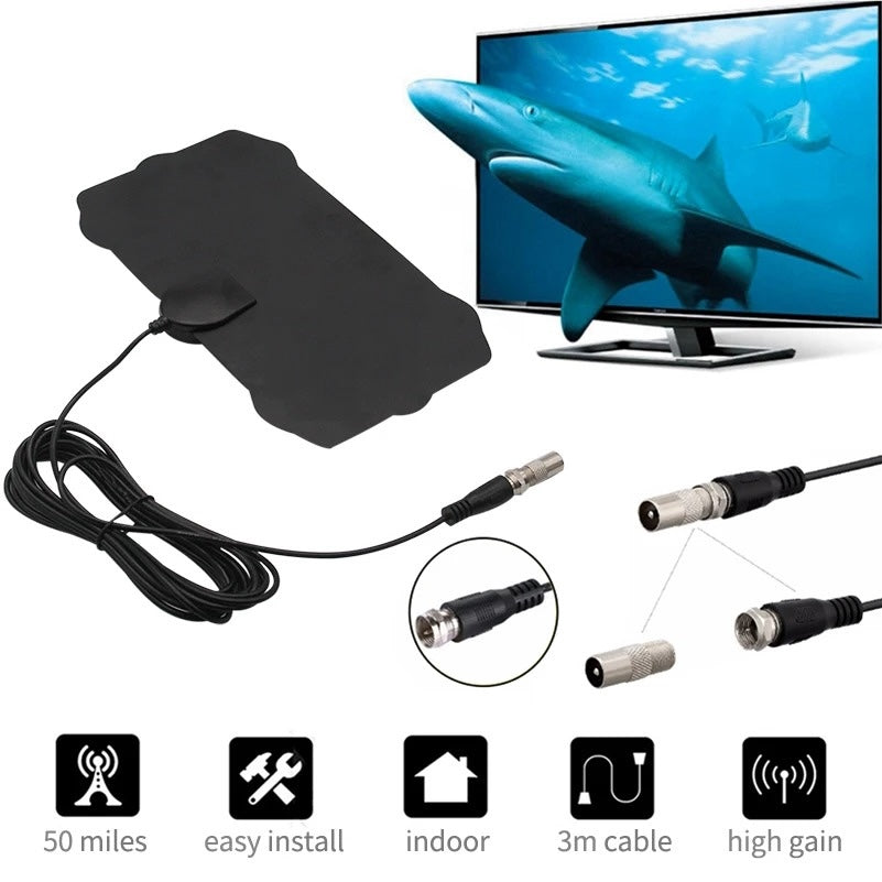 HDTV Antenne Innenbereich 80 km Empfang Kostenlos HD-TV-Sender Plug & Play 3