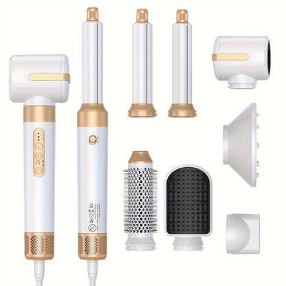 Haartrockner mit Auto Curler – 7-in-1 Föhn für Schnelles Trocknen und Locken, Bürstenloser Motor, Geräuscharm, Verstellbare Wärmegeschwindigkeit 0