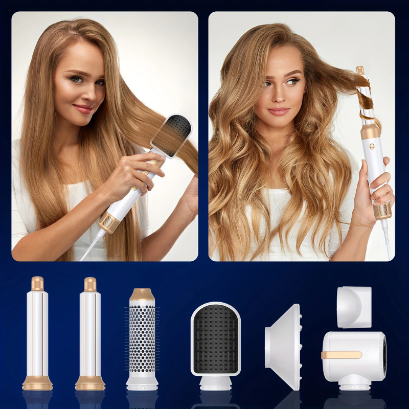 Haartrockner mit Auto Curler – 7-in-1 Föhn für Schnelles Trocknen und Locken, Bürstenloser Motor, Geräuscharm, Verstellbare Wärmegeschwindigkeit 4