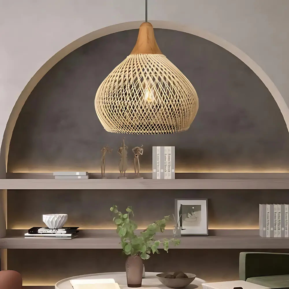 Handgefertigte Rattan Pendelleuchte im Boho-Stil – Hängelampe für Esszimmer, Wohnzimmer und Schlafzimmer 1