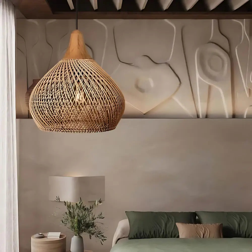 Handgefertigte Rattan Pendelleuchte im Boho-Stil – Hängelampe für Esszimmer, Wohnzimmer und Schlafzimmer 2