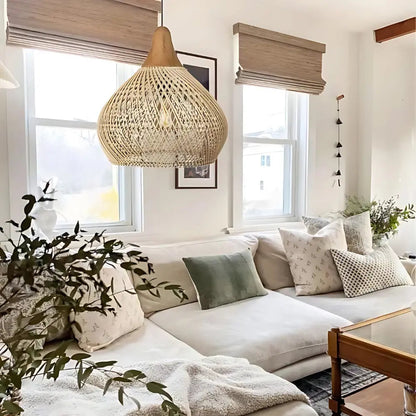 Handgefertigte Rattan Pendelleuchte im Boho-Stil – Hängelampe für Esszimmer, Wohnzimmer und Schlafzimmer 3