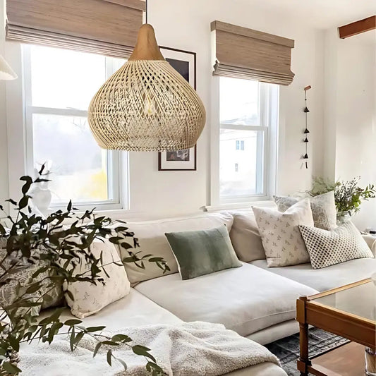Handgefertigte Rattan Pendelleuchte im Boho-Stil – Hängelampe für Esszimmer, Wohnzimmer und Schlafzimmer 3