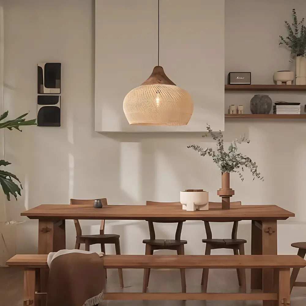 Handgefertigte Rattan Pendelleuchte im Boho-Stil – Hängelampe für Esszimmer, Wohnzimmer und Schlafzimmer 5