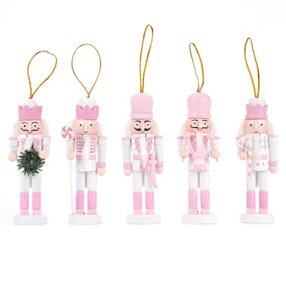 Handgemachte Marionetten Puppen Notenkraker Set 5-teilig Aus Holz für Weihnachtsdekoration 0