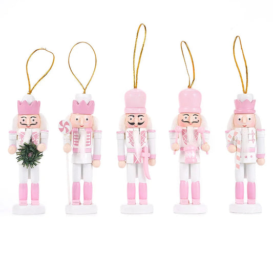 Handgemachte Marionetten Puppen Notenkraker Set 5-teilig Aus Holz für Weihnachtsdekoration 0