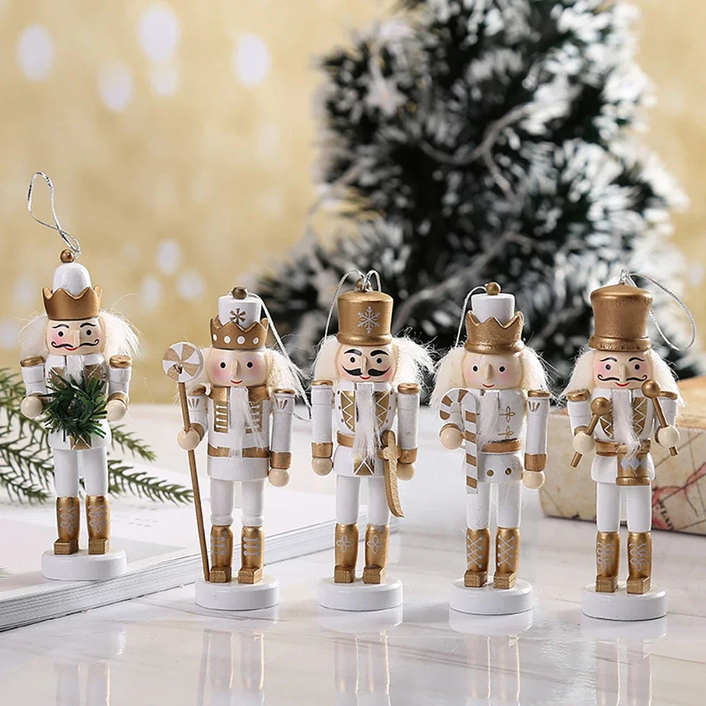 Handgemachte Marionetten Puppen Notenkraker Set 5-teilig Aus Holz für Weihnachtsdekoration 1
