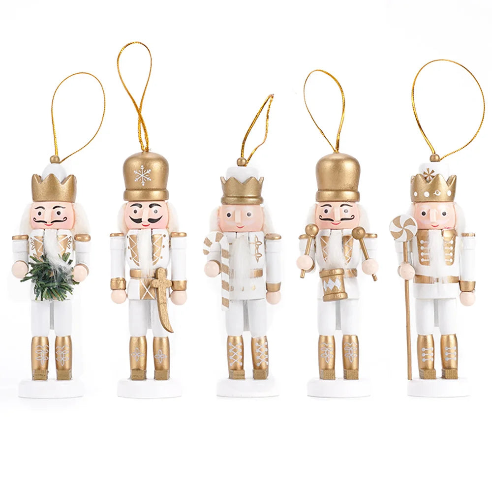 Handgemachte Marionetten Puppen Notenkraker Set 5-teilig Aus Holz für Weihnachtsdekoration 4