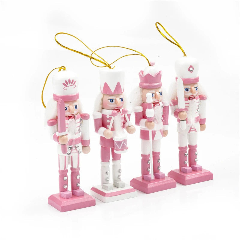 Handgemachter Notenknacker Cartoonstil Rosa Holz 12 cm 2