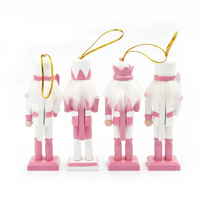 Handgemachter Notenknacker Cartoonstil Rosa Holz 12 cm 3