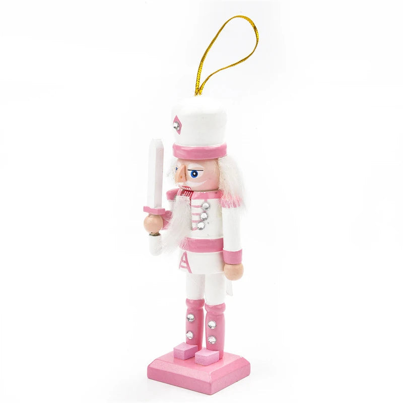 Handgemachter Notenknacker Cartoonstil Rosa Holz 12 cm 5