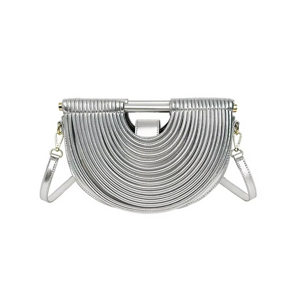 Handgewebte Abendtasche mit Halbmondmuster aus Seil 1