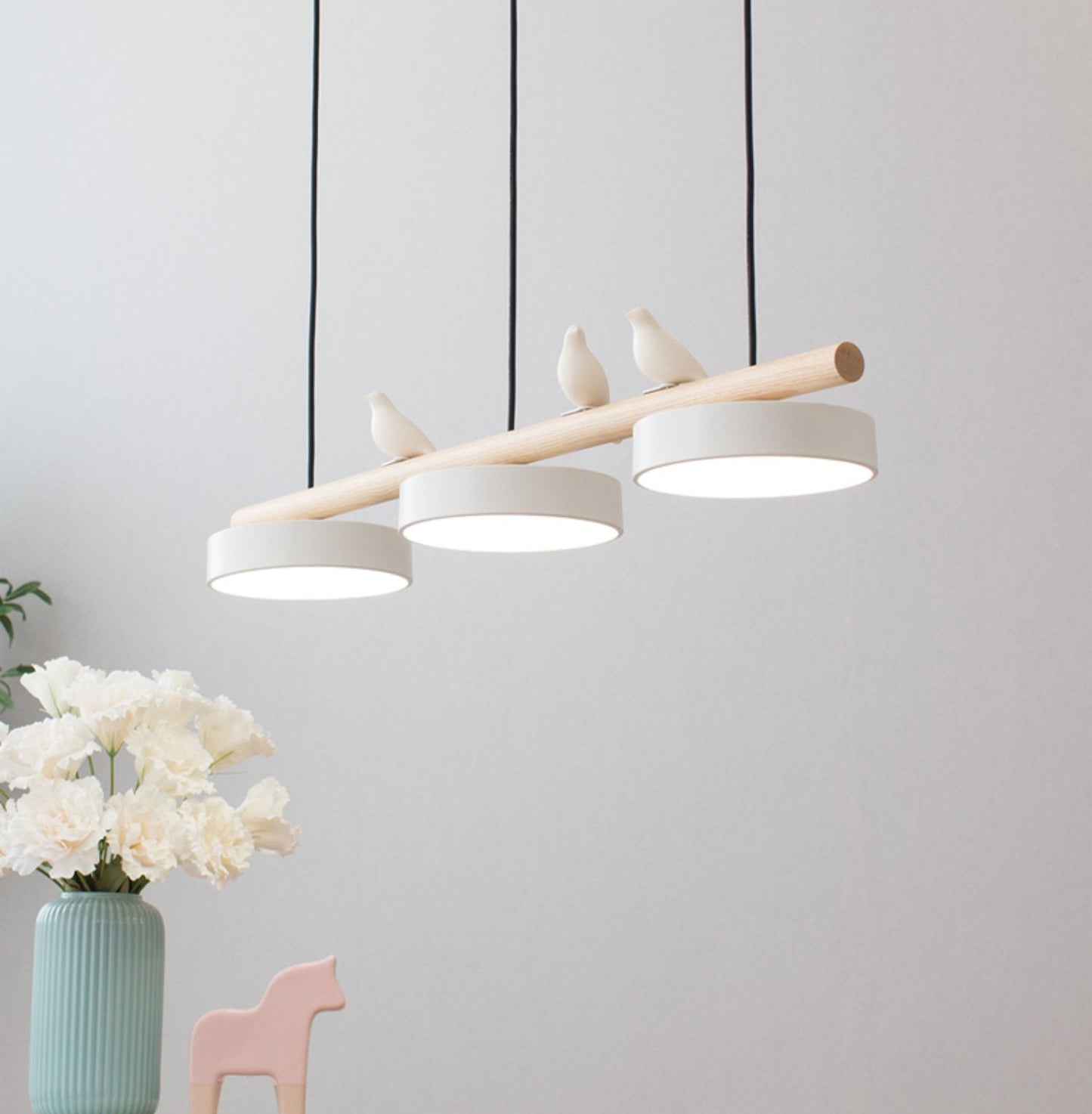 Hängelampe Naturdesign mit Vogel Holz Pendelleuchte für Esstisch Innenräume 3