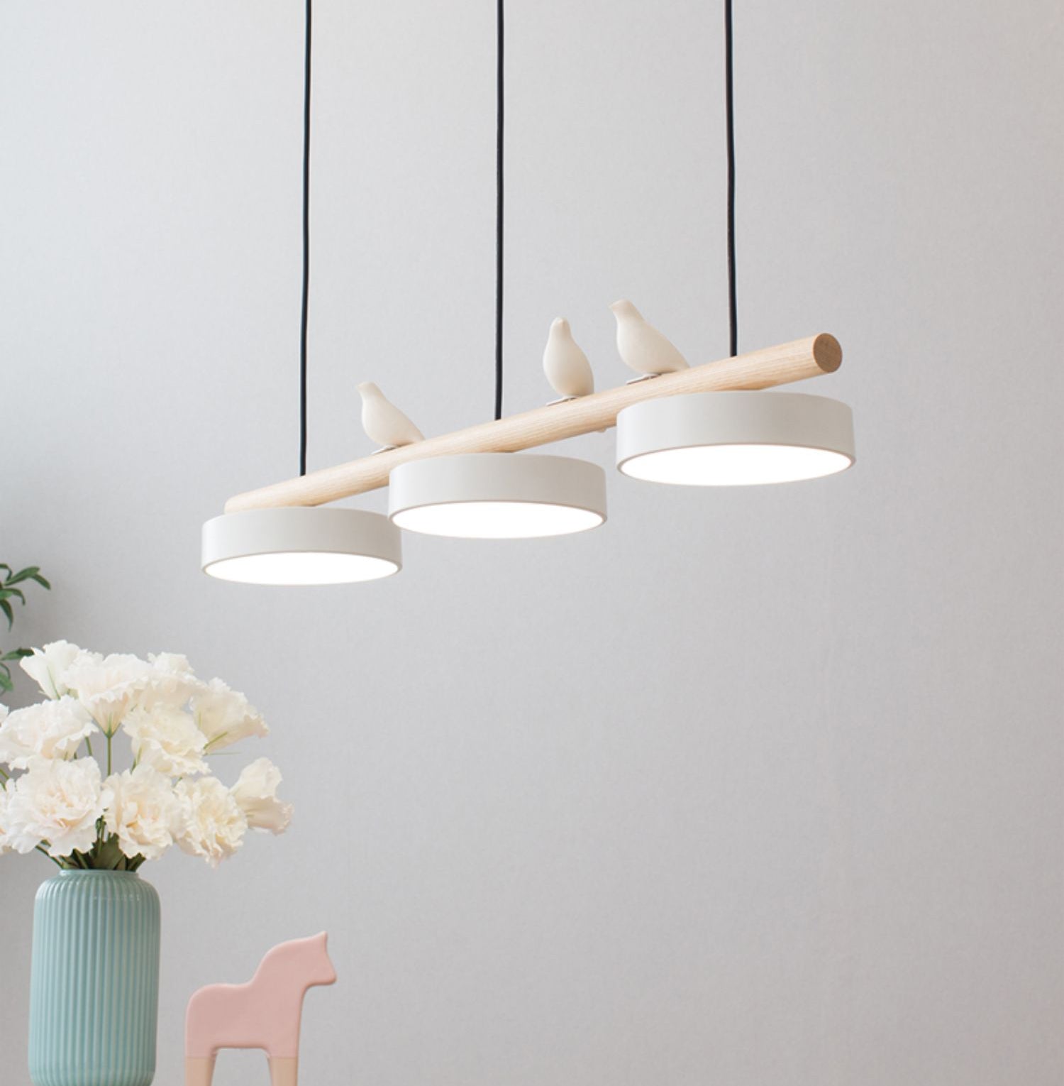 Hängelampe Naturdesign mit Vogel Holz Pendelleuchte für Esstisch Innenräume 3