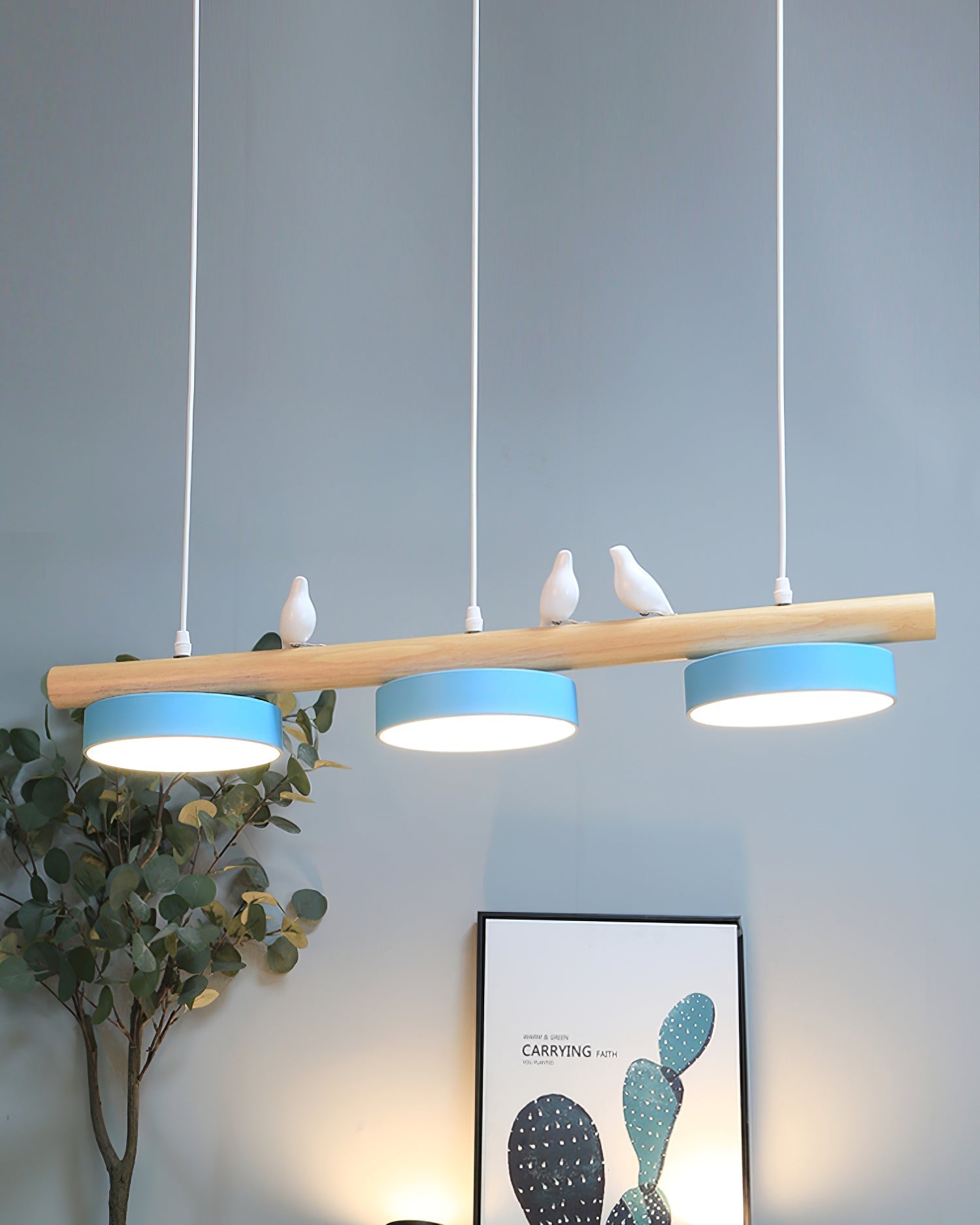Hängelampe Naturdesign mit Vogel Holz Pendelleuchte für Esstisch Innenräume 5
