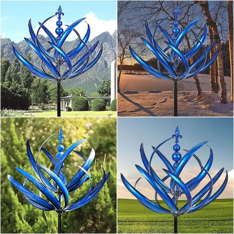 Harlow Windgetriebene kinetische Kunstskulptur – Eleganter Gartenspinner aus Metall 2