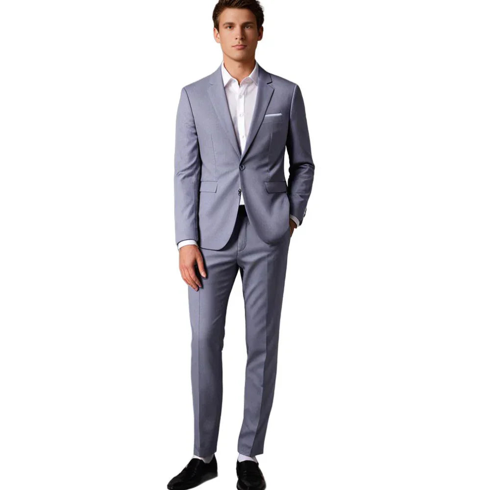Hymans - Men's Slim-Fit Black Suit Set for Weddings and Formal Events-3