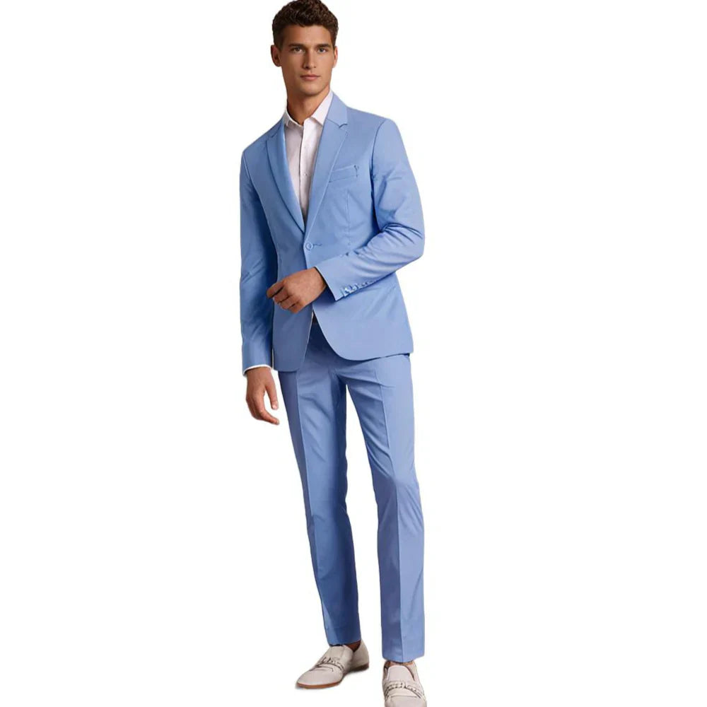 Hymans - Men's Slim-Fit Black Suit Set for Weddings and Formal Events-5
