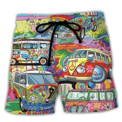 Herren Badehose Graffiti Design Leicht Schnell Trocknend Sommer Shorts 5