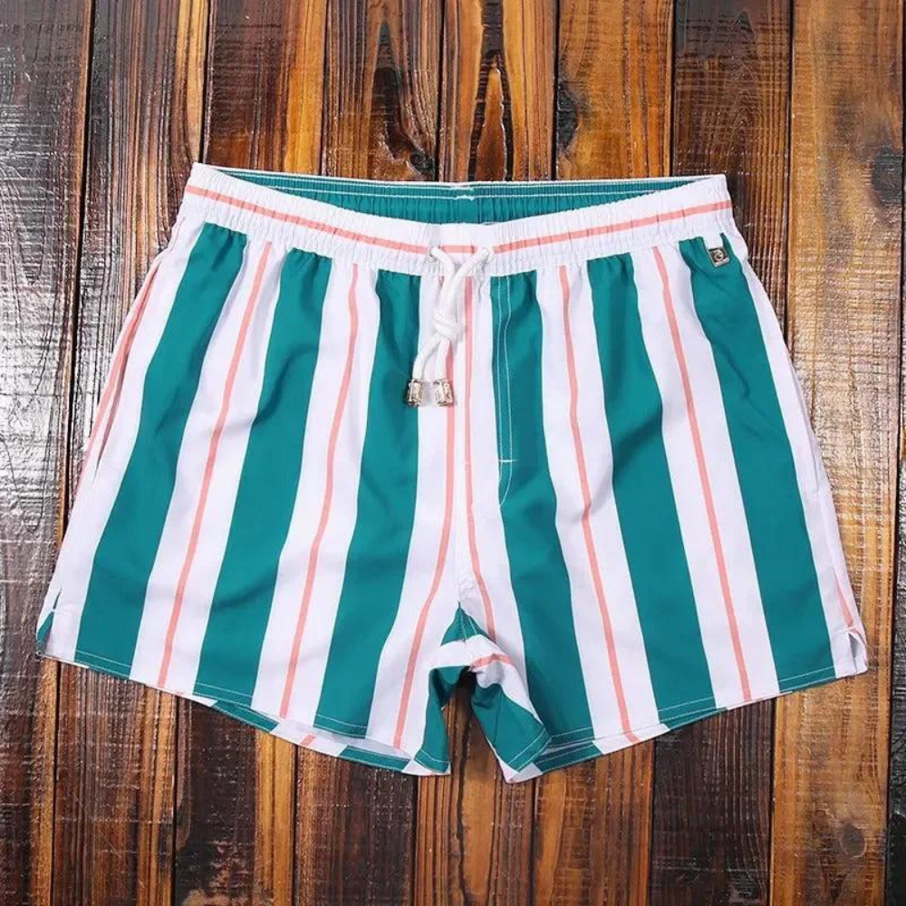 Herren Badeshorts Gestreift Kordelzug Leicht Polyester 7