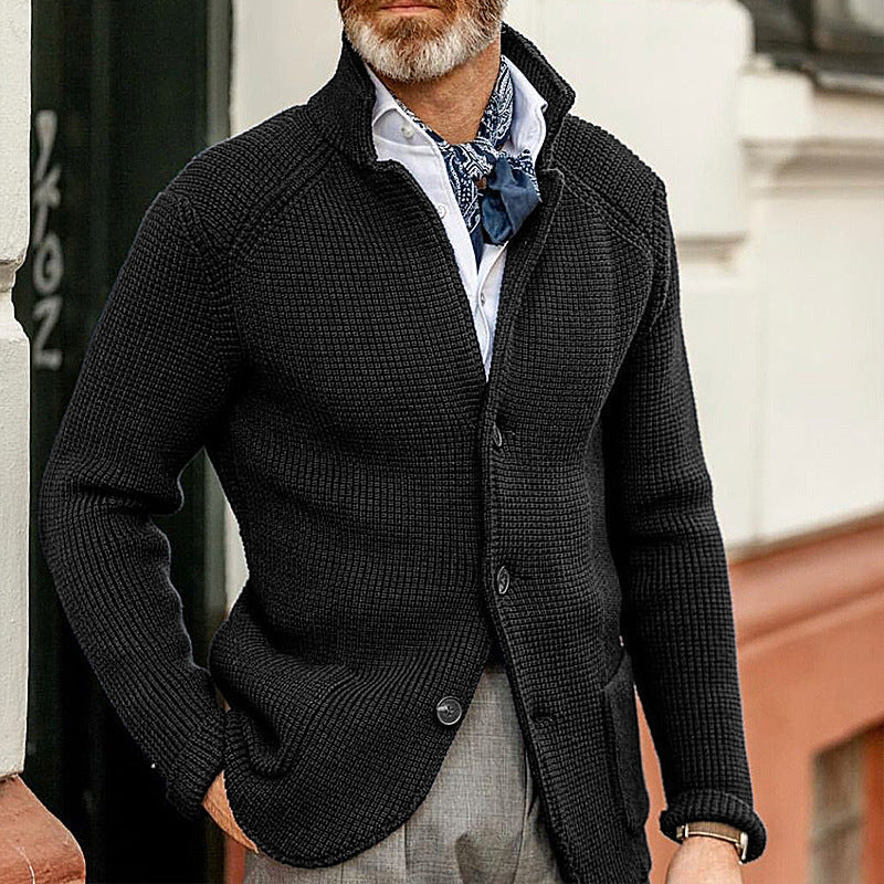 Herren Cardigan Schwarz Bequemes Material Eleganter Stil Strickjacke 1