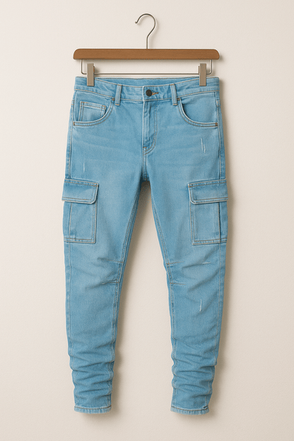 Herren Cargo-Jeans Dehnbar Schlanker Schnitt Baumwolle 0