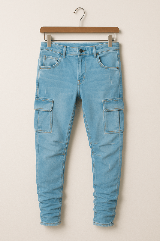 Herren Cargo-Jeans Dehnbar Schlanker Schnitt Baumwolle 0