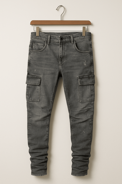 Herren Cargo-Jeans Dehnbar Schlanker Schnitt Baumwolle 3