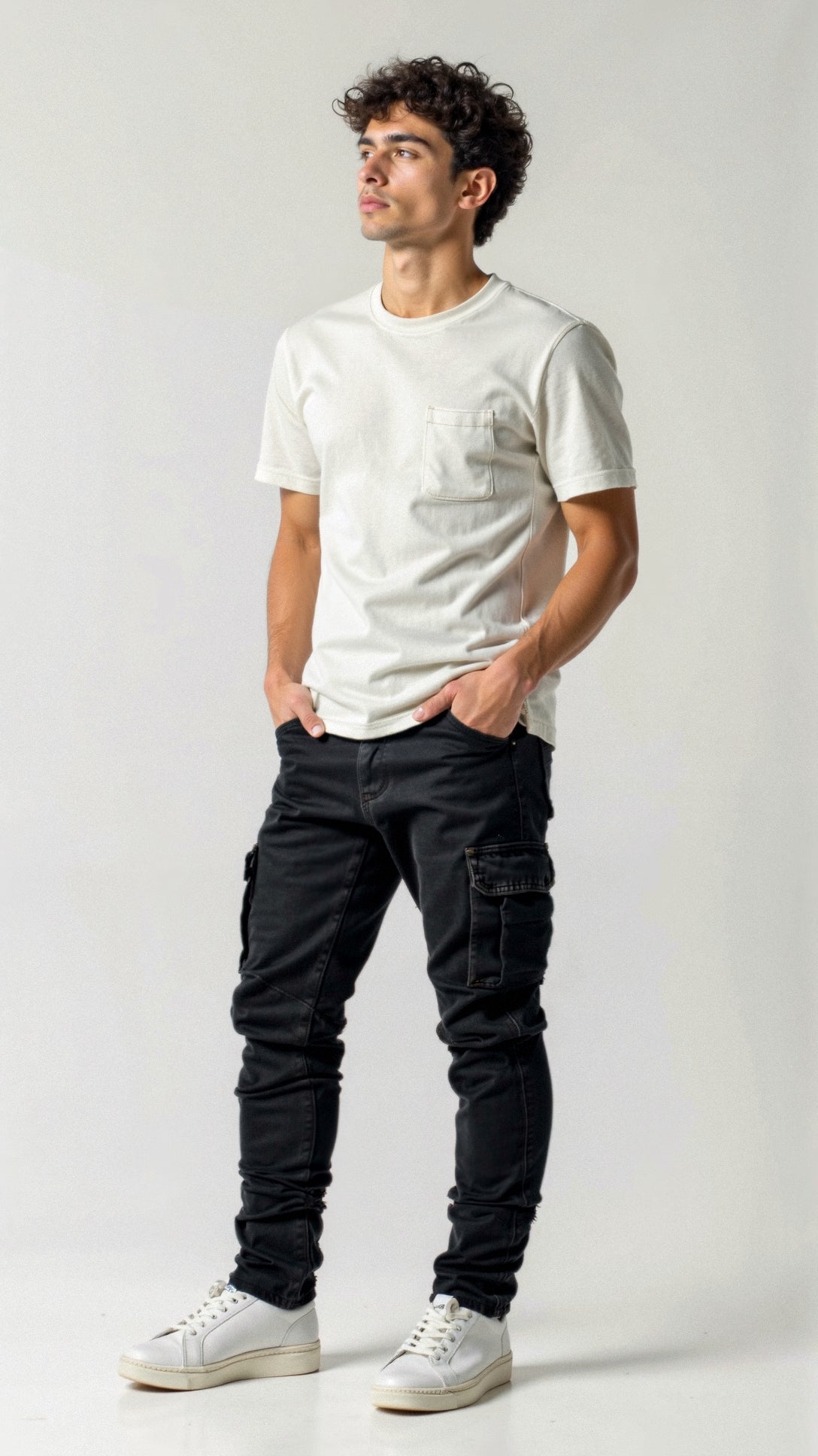 Herren Cargo-Jeans Dehnbar Schlanker Schnitt Baumwolle 4