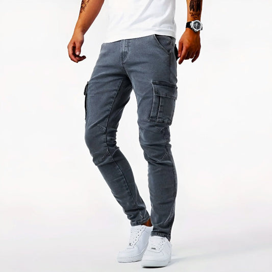 Herren Cargo Hose 4-Wege-Stretch Modernes Cargodesign Denim 0