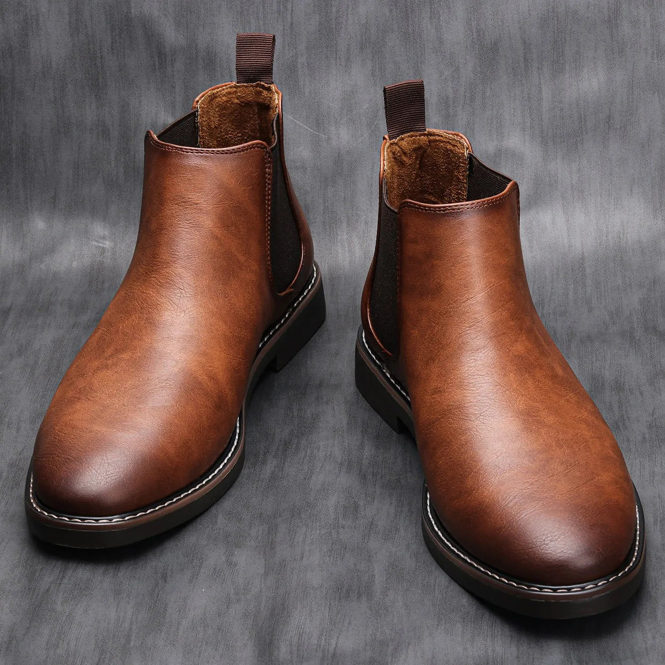 Herren Chelsea-Stiefel Schwarz Hochwertiges Leder Minimalistisches Design 0