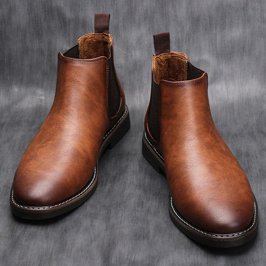 Herren Chelsea-Stiefel Schwarz Hochwertiges Leder Minimalistisches Design 0