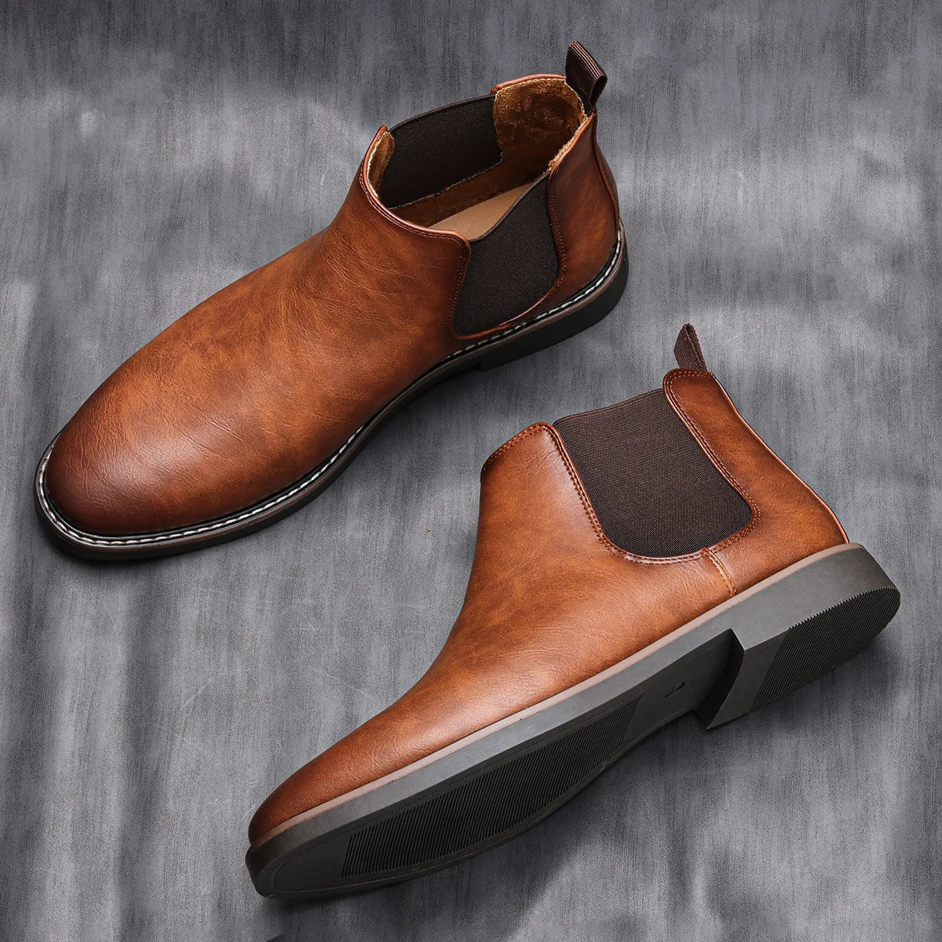 Herren Chelsea-Stiefel Schwarz Hochwertiges Leder Minimalistisches Design 1