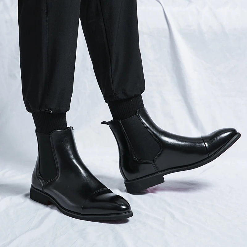 Herren Chelsea Boots Echtleder Stilvoll Bequem für Alltag und Festlichkeiten 1