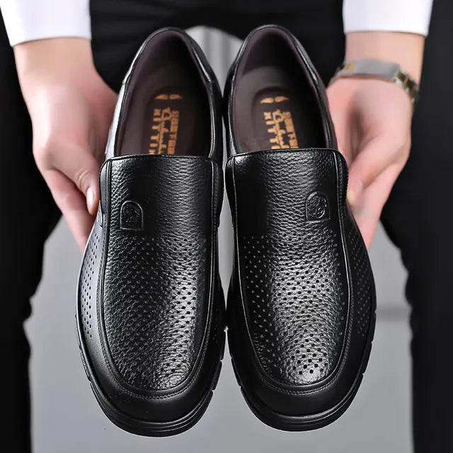 Herren Freizeitschuhe Loafer Echtes Leder Atmungsaktiv Flache Sohle 3