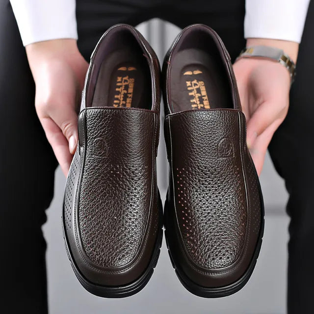 Herren Freizeitschuhe Loafer Echtes Leder Atmungsaktiv Flache Sohle 4
