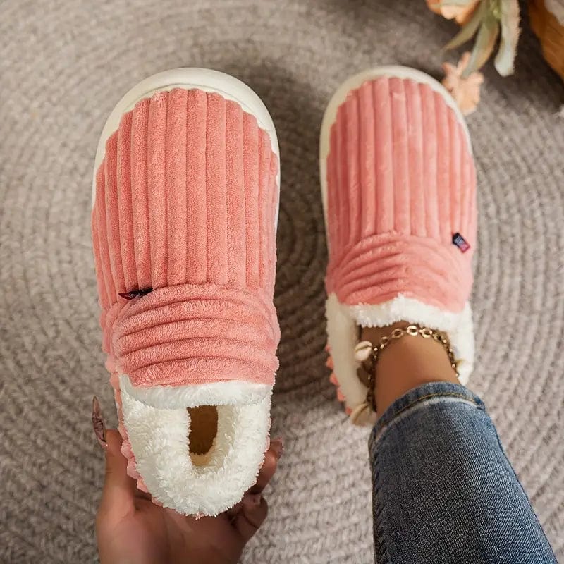 Herren Hausschuhe Cord-Slipper Sherpa-Gefüttert Rutschfeste Sohle 1