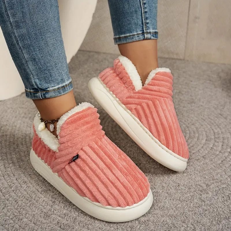Herren Hausschuhe Cord-Slipper Sherpa-Gefüttert Rutschfeste Sohle 2