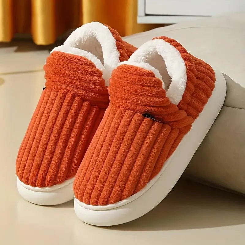 Herren Hausschuhe Cord-Slipper Sherpa-Gefüttert Rutschfeste Sohle 3