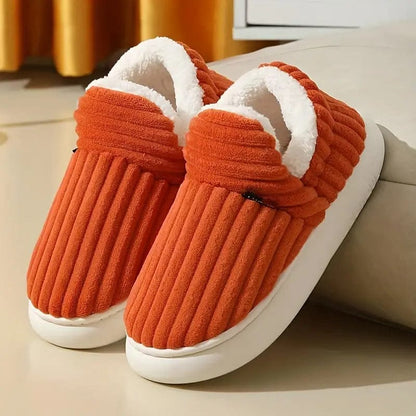 Herren Hausschuhe Cord-Slipper Sherpa-Gefüttert Rutschfeste Sohle 3